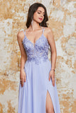 Gorgeous A Line Spaghetti Straps Lavender Long Prom Dress with Criss Cross Back