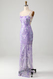 Light Purple Backless Ball Dress with Sequins