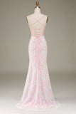 Mermaid Sparkly Pink Ball Dress with Slit