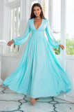 Light Green Chiffon Long Mother of the Bride Dress with Slit