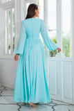 Light Green Chiffon Long Mother of the Bride Dress with Slit