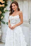 Ivory Floral Lace Sweep Train Wedding Dress