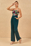 Dark Green Spaghetti Straps Bridesmaid Jumpsuit With Appliques