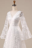 Ivory Lace Flare Sleeves A-Line Wedding Dress