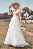 Sparkly Tulle Beaded Ivory Long A Line Wedding Dress