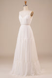 A-Line Simple Long Wedding Dress