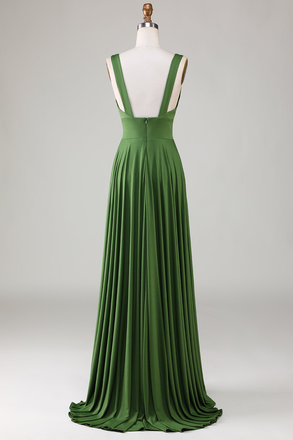 Zapaka Women Olive Long Bridesmaid Dress Deep V-neck Sleeveless Wedding Guest Dress ZAPAKA NZ Zapaka Women Olive Long Bridesmaid Dress Deep V-neck Sleeveless Wedding Guest Dress ZAPAKA NZ
