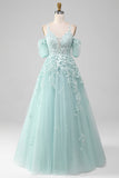 Mint Ball-Gown Off The Shoulder Beaded Ball Dresses With Appliques
