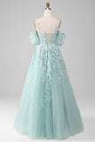 Mint Ball-Gown Off The Shoulder Beaded Ball Dresses With Appliques