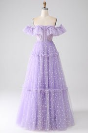 Off The Shoulder Lilac Corset Ball Dress