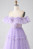 Off The Shoulder Lilac Corset Ball Dress