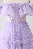 Off The Shoulder Lilac Corset Ball Dress