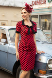 Red Polka Dots 1960s Dress with Bow
