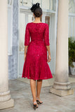 Burgundy Sheath Lace Mother of the Bride Dress