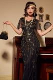 Sequins Black Long 1920s Dress