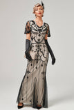 Ivory Mermaid Sequins Short Sleeve Long 1920s Flapper Dress