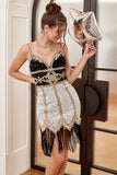 White Sequin Fringes Fitted Cocktail Dress