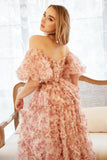 A Line Off the Shoulder Ivory Red Flower Plus Size Ball Dress