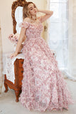 A Line Sweetheart Ivory Red Flower Plus Size Ball Dress