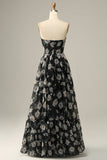 Detachable Strapless Black Flower Off The Shoulder Ball Dress