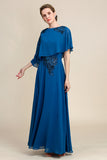 Turquoise Chiffon Mother of the Bride Dress with Lace