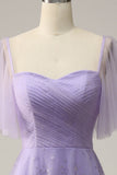 Purple A Line Off The Shoulder Ball Dress with Ruffles