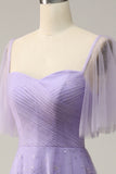 Purple A Line Off The Shoulder Ball Dress with Ruffles