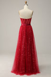 Red Strapless Sweetheart Tulle Corset Ball Dress
