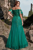 Mermaid Off the Shoulder Dark Green Plus Size Ball Dress with Appliques