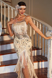 Champagne Spaghetti Straps Gatsby Fringed 1920s Flapper Dress
