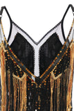 Black Golden Fringes 1920s Dress with Sequins