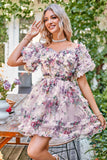 Beautiful A Line Off the Shoulder Fuchsia Tulle Short Homecoming Dress with Short Sleeves