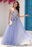 Lavender A Line Sweetheart Appliques Ball Dress with 3D Flower