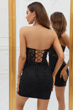 Black Corset Lace Tight Short Cocktail Dress