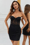 Black Corset Lace Tight Short Cocktail Dress