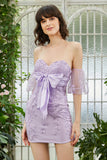 Sweetheart Purple Short Cocktail Dress with Appliques