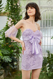 Sweetheart Purple Short Cocktail Dress with Appliques