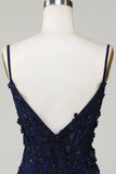 Sparkly Navy Corset Tight Short Cocktail Dress with Lace