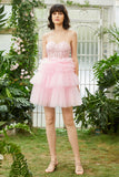 A-Line Sweetheart Pink Short Cocktail Dress