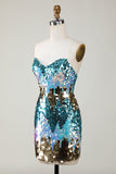 Sparkly Blue Sequined Tight Short Cocktail Dress