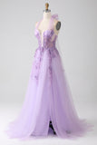 Grey Purple A-Line Halter Neck Beaded Long Ball Dress