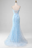 Mermaid Blush Spaghetti Straps Ball Dress with Appliques