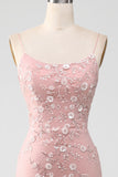 Mermaid Blush Spaghetti Straps Ball Dress with Appliques