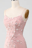 Mermaid Blush Spaghetti Straps Ball Dress with Appliques