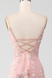 Mermaid Blush Spaghetti Straps Ball Dress with Appliques