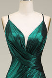Hot Mermaid Spaghetti Straps Dark Green Long Ball Dress With Open Back
