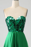 A-Line Sweetheart Dark Green Corset Ball Dress