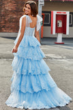Tiered Tulle Sweetheart Bow Tie Straps Sequin Ball Dress with Appliques