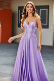 Sparkly Lilac A-Line Corset Ball Dress with Rhinestones