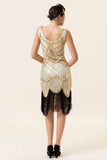 Champagne Sequins Fringes 1920s Flapper Dress with 20s Accessories Set